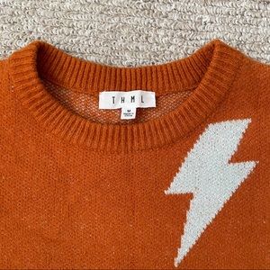 THML Medium Orange Lightning Bolt Sweater
